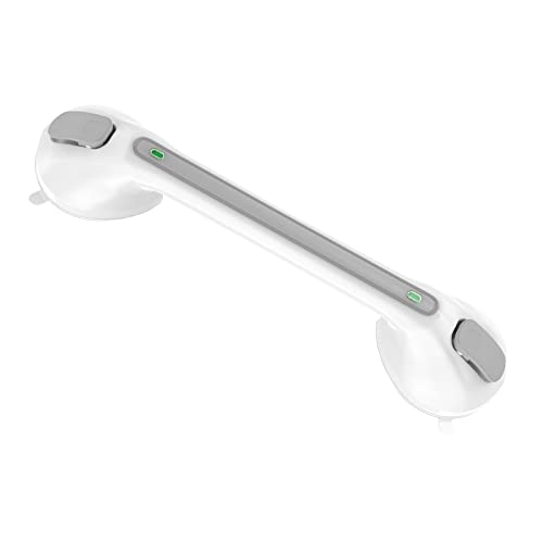 Suction Cup Shower Grab Bar, Munzong 16 Inch Vacuum Suction Bathroom Grab Bar, Anti-Slip Bathroom Balance Bar, Safety Handrail Support, Handicap Injury Elderly Senior Assist Handle（Gray/White) #TOP16