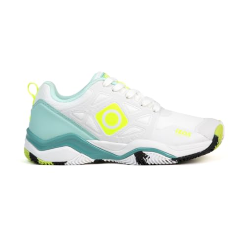 Izas Ibort Zapatillas de Padel para Hombre y Mujer con Cordones y Suela Antideslizante. Deportivas Ligeras y Transpirables de Alto Rendimiento. Zapatos Unisex para Pádel Blanco, Verde Agua y Amarillo