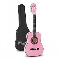 Music Alley MA-51 30 Zoll Junior Klassikgitarre für Kinder, Akustikgitarre mit Nylonsaiten, Tragetasche und Online-Unterricht, Rosa