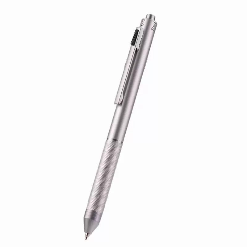 4-in-1 Silver Metal Multifunction Pen – Gravity Selection – 0.7mm Black, Blue, Red Ballpoint & 0.5mm Mechanical Pencil – Luxury Gift Pen with Metal Case for Office, School & Business