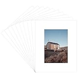Golden State Art, Pack of 25, Acid-Free White Pre-Cut 8x10 Picture Mat for 5x7 Photo with White Core Bevel Cut Frame Mattes