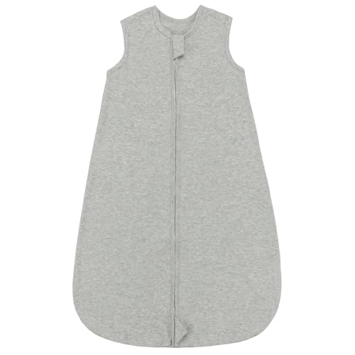 ZIGJOY 0.5 Tog Baby Sleeping Bag 100% Cotton Baby Wearable Blanket Toddler Sleep Sack Summer Sleeping Bags 6-12 Months Grey