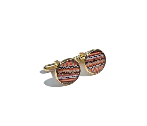 Boutons de manchettes multicolores en résine 14mm motif géométrique ethnique pour costume