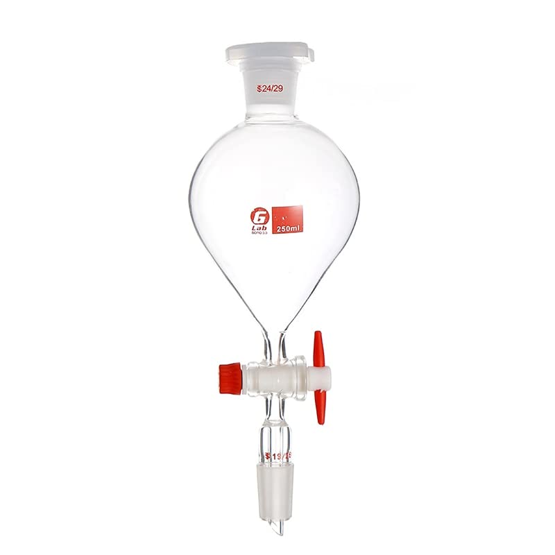 1 STÜCKE 60 ml bis 1000 ml Glaskugel-Trenntrichter mit PTFE-Kolben, 19# 24# 29# Standardmund Standardstopfen Tropftrichter (Size : 1000ml 24x24)