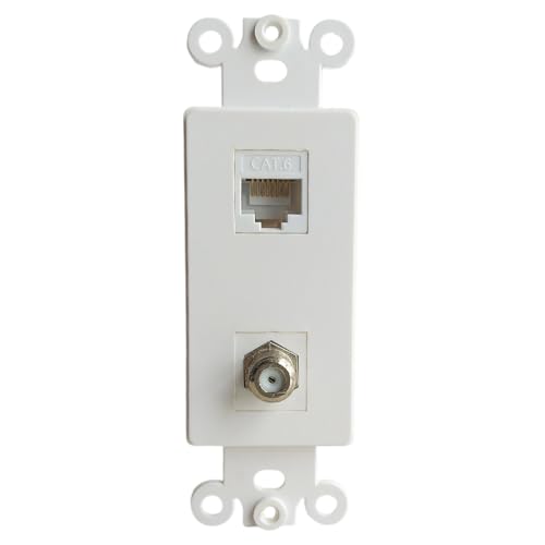 CAT6 Ethernet Coax Decorator Insert Wall Plate Female to Female - Coaxial CAT 6 RJ45 Keystone Jack Faceplate for Decorator Wallplate by BOPLAT - Used condition - US$7.51