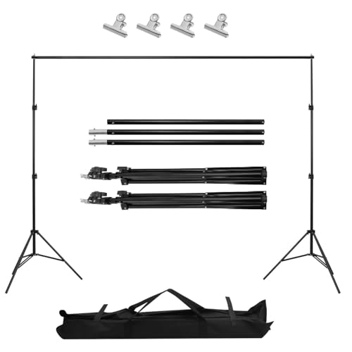 Backdrop Stand Kit 2x2m/6.6ft Adjustable Portable Photography Background Support Frame with Carry Bag for Photo Studio Parties Weddings & Events