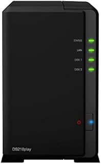 Synology DiskStation DS218play Mini Desktop NAS Server, Realtek RTD1296 Quad-Core, 1GB DDR4 Synology RAM, 2TB SSD, Synology DSM Software