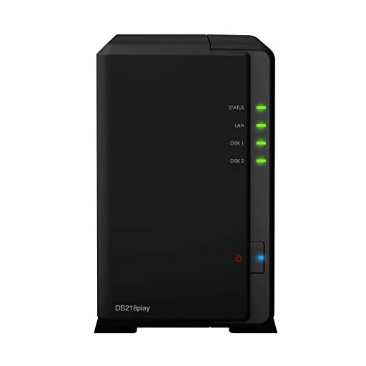 Synology DiskStation DS218play Mini Desktop NAS Server, Realtek RTD1296 Quad-Core, 1GB DDR4 RAM, 2TB SSD, DSM Software
