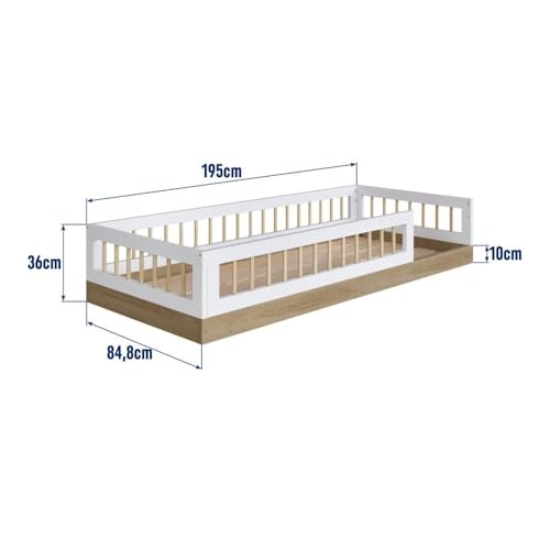 Cama Montessoriana de Solteiro Affetto Aveiro Oak/branco