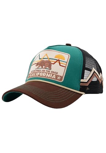 King Kerosin Casquette de camionneur pour homme - Vintage - Rétro - Extérieur - USA - Loisirs - Montagne - Maille - Cordon brodé - Patch California