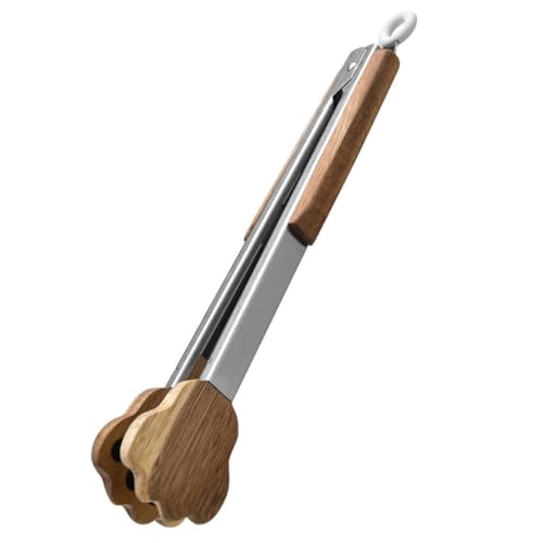 MUELODSIC 猫爪型キッチンフードグ 耐熱木製ハンドル付き人間工学デザイン バーベキュー調理用滑り止めステンレス製食物サービングツール