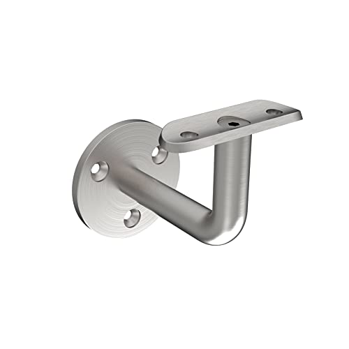 Sellon24 Support de main courante en acier inoxydable - 42,4 cm - Support mural en bois - Pour escalier, main courante - 3 trous - Fixation de main courante en...