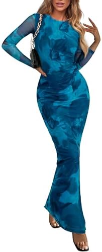 PRETTYGARDEN Women's Bodycon Maxi Dress Fall Spring Fashion Long ...