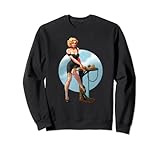 8.5 oz, Klassisch geschnitten Retro Pin-Up Girl Telefon Amerika Kunst Vintage Nostalgie Sweatshirt