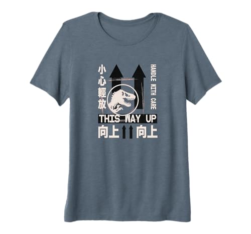 Camiseta T-Rex Jurassic World Dominion póster kanji de manga corta y cuello redondo