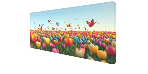 Alfombrilla de escritorio XXL con tulipanes para renovar tu PC de oficina