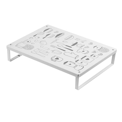 ERINGOGO 鉄製多機能キッチンストーブラック 厚手安定設計 滑らかな縁で手を傷けず 高強耐荷重 キッチン調味料収納に ホワイトカラー コンロ