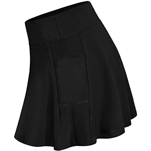 GDJGTA Saia feminina atlética plissada com stretch e shorts e bolsos para corrida, tênis, golfe, tre