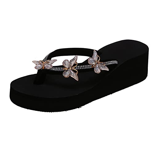 Sandalias de verano con brillantes y brillantes, sandalias de plataforma para mujer, moda antideslizante, cuña, zapatos de playa con suelas gruesas, sandalias de verano, sandalias informales,