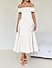 ZESICA Cocktail Dresses for Women's Elegant Off Shoulder Short Sleeve Swing A Line Wedding Evening Party Midi Dress,White,Large