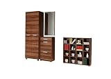 mb-moebel Moderne Wohnwänd Wohnzimmerschrank Wohnzimmer Möbel Diele & Flur Kleiderschrank, Schuhschrank, Spiegel, Regale NILS 14 Wenge (Farbe: Wenge)
