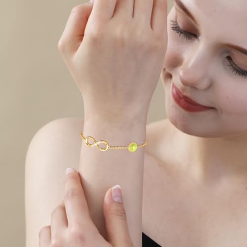 Miss Chipmunk Tennis Bracelet for Girls Teen Women,14K Gold Plated Infinity Charm Link Bracelet Sports Accessories Jewelry Gifts for Lovers Players Team Coach(Tennis,Gold) — view 3