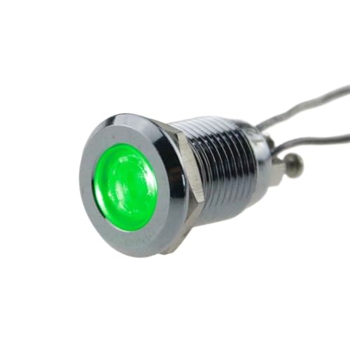 Indicador LED metálico 12mm verde 230V con acabado inoxidable 2