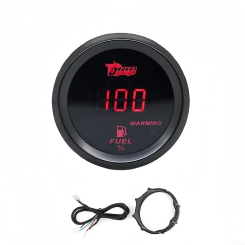 Feeshoppher Medidor digital de nivel de combustible de coche de 52 mm pantalla LED de 12 con lectura