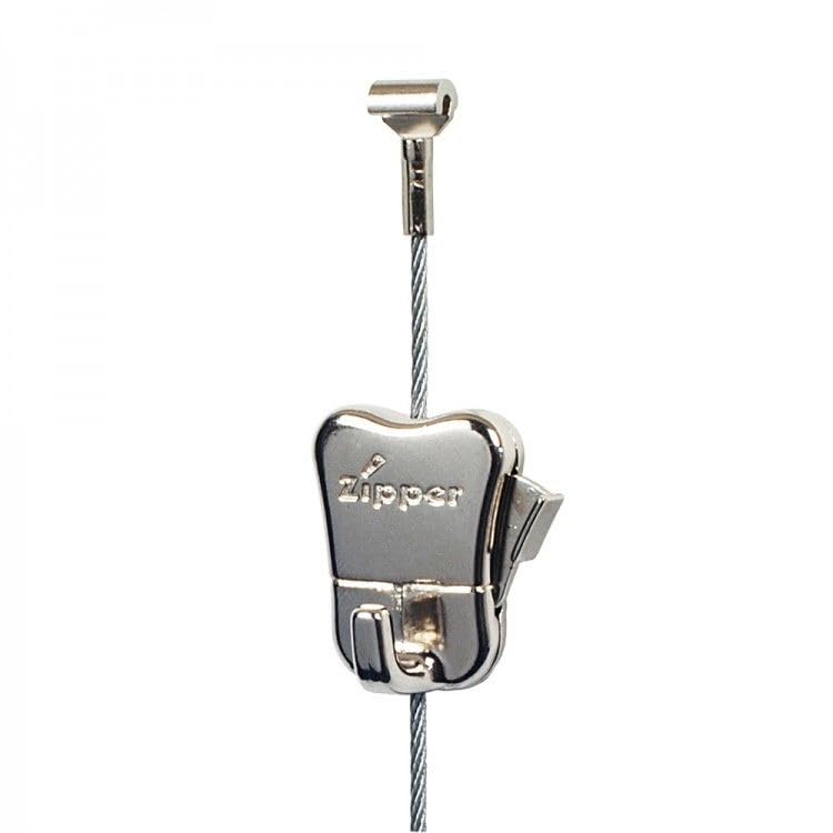 Image of STAS Steel Cable for Picture Hanging Rail with Cobra end 78.75 inch + STAS Zipper Hook (2 Pack) (Original Steel)