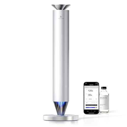 Wireless Rechargeable Hotel Scent Diffuser Starter Kit - 1500 Sq Ft Coverage, Alloy Atomization System,Mood Light,Waterless Oil Diffuser, Including 120ml Essential Oil, for Home,Large Room,Spa,Silver