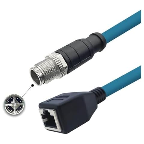 GXMRHWY M12 8-pin X-Code Male to RJ45 Female High Flex Cat6 Industrial Ethernet Cable PVC Twisted Pair Cable 1Meter Cover