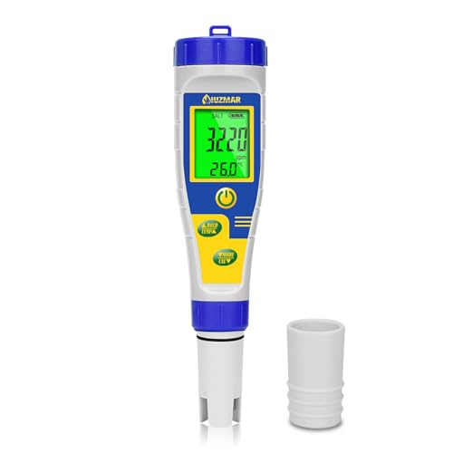 pH Salt Tester for Aquarium, Digital Salinity Tester for Salt Water Swimming Pool, Pond Water 5 in 1 pH TDS EC Salt Temp Meter for Koi Fish, Marine Tank, Hydroponic, Spa, Drinking Water