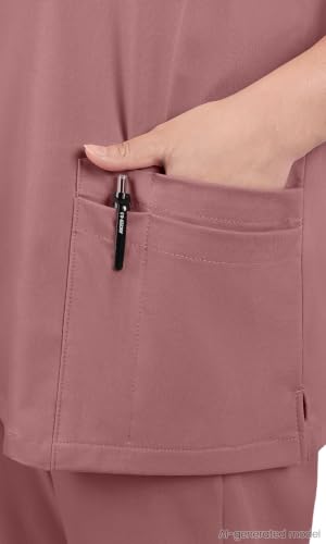 Image of V-Neck Scrub Tops for Women, Stretch 4-Pocket Nurse Uniform
