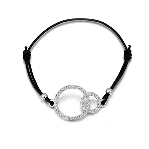 Bracelet cristal femme breloques double cercles cordon élastique réglable