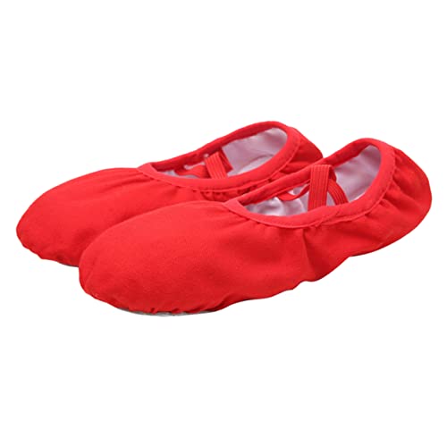 CALLARON 1 Par Zapatillas de Ballet para niñas Zapatillas de Ballet para Bailar Zapatos de Yoga para Mujeres Accesorios de Baile único Zapatillas de Ballet Pisos Bailarinas para Mujer Rojo