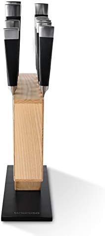 linoroso Magnetic Knife Block-Wooden Knife Holder Knife Stand, Black Oxide Stainless Steel Base, Super Strong Magnet,12 Knives fitted (MAX)