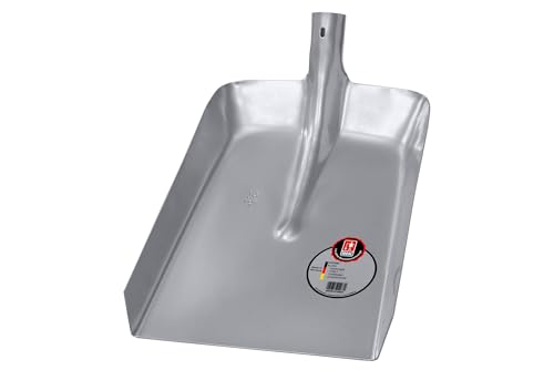 Silver Randschaufel | für Kohle, Steine, Eisenspäne und Stallreinigung | gehärtetes Stahlblatt, hohe Seitenränder, pulverbeschichtet Silber, überlappend geschweißte Dülle