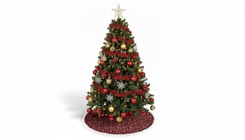 Luxury Velvet Christmas Tree Skirt with Gold Print – Plush Decorative Base Cover for Holiday Trees Elegant Golden Christmas Décor By Indian Consigners (Dark Red, 23 Inches(59 CM))