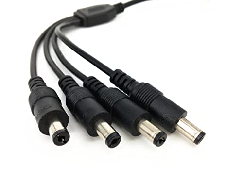 Hualand 2 Pack Black 1 Female To 4 Male 5.5Mm X 2.1Mm Cctv Dc Power Supply Splitter Cable #TOP2