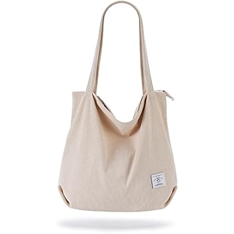KALIDI cord Tasche Damen Umhängetasche mit Reißverschluss,Groß Shopper Tasche Tote Bag Handtasche Schultertaschen für Arbeit Büro Reisen Einkaufen Schule und Alltag Cover