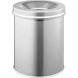 Poubelle SAFE ronde 15 litres Durable 330523 Corbeille à Papier Anti-Éraflure + Métal 15L Argent