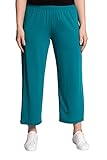 hochwertiger Slinky-Jersey Ulla Popken Damen große Größen Übergrößen Plus Size 7/8-Slinky-Hose, gerades Bein, Elastikbund tealblau 42+ 797529763-42+