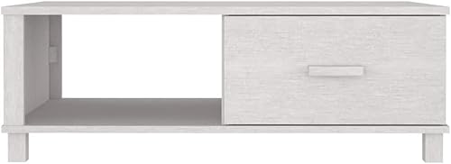 Miniatura 6 de QZZCED Mesa de café, para sala de estar, mesa de hogar, cajón, 1 partición, para espacios pequeños, revistas, libros y plantas, color blanco de 39.4