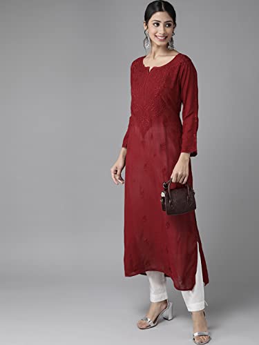 Image of Ada Hand Embroidered Lucknowi Chikankari Viscose Kurta for Women A411185