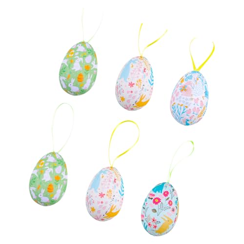 BUBEFSKD Lot de 6 œufs suspendus Ornement pour les activités d'enseignement et les fêtes Décoration saisonnière Artisanat Amateurs Cadeau Famille Décorations de Pâques