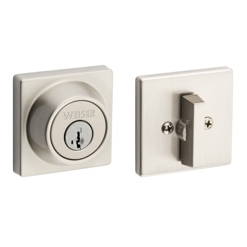 Weiser Elements Satin Nickel Square Deadbolt Lock, ANSI/BHMA Grade 3 Certified Front Door Lock, Kick Proof, Bump Proof & Anti-theft Exterior Door Lock with Key, Traditional Door Locks for Entry Door by Weiser - Image 2