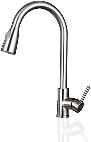 Homitex Pull Out Kitchen Faucet Single Handle Stainless Steel Pull Down Spary Kitchen Sink Faucet Brushed Nickel