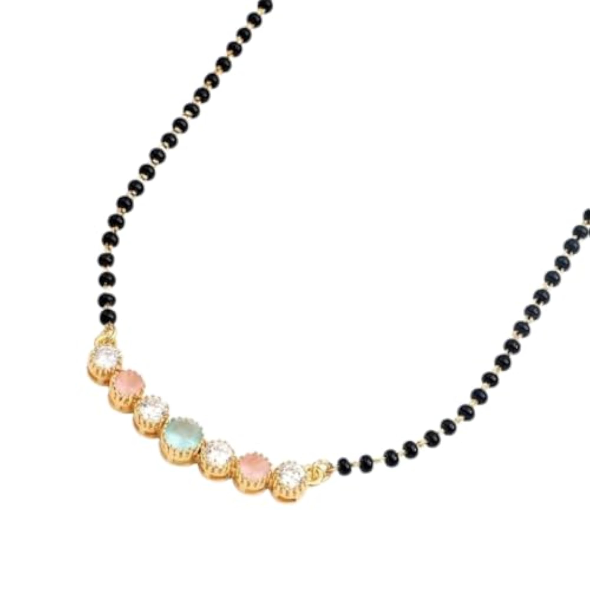 925 Sterling Silver Gold Plated Black Beads Mangalsutra