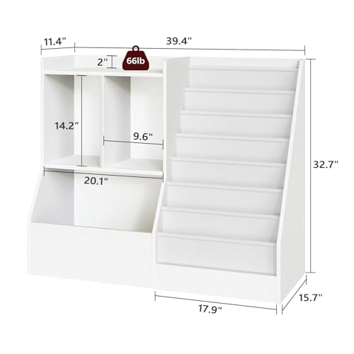 MAHANCRIS 100 cm Kids Bookshelf and Toy Storage, 7 Layer Kids Book Sling Shelf, Toddler Bookshelf, Kids Bookcase, Toy Organizer Cabinet, Large, for Playroom, Bedroom, Nursery, White BKWT7301 by MAHANCRIS - Image 3