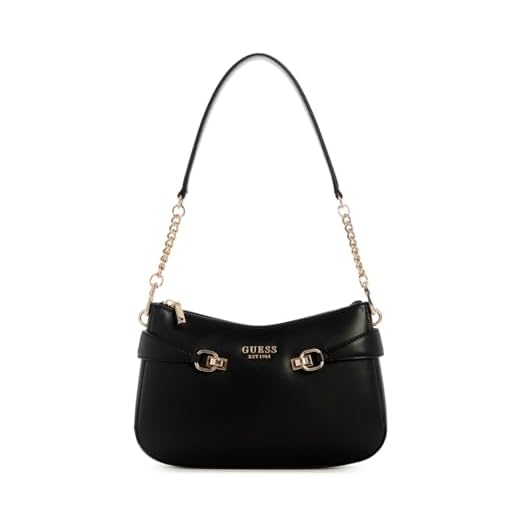 GUESS Bolsa de ombro Lorelei com zíper superior, preta, Preto, One Size